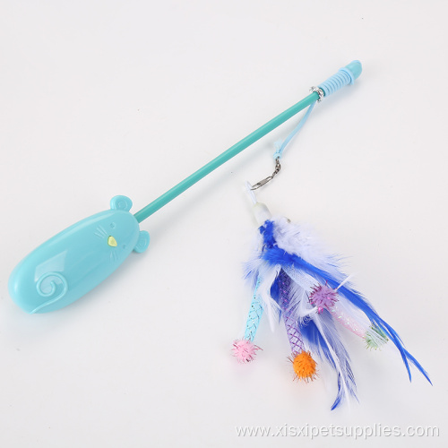 Cat stick with feather replacement head cat toys